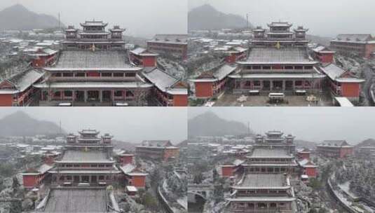 雪景航拍 古建筑高清在线视频素材下载