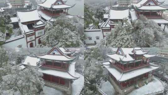 武汉晴川阁公园雪景风光高清在线视频素材下载