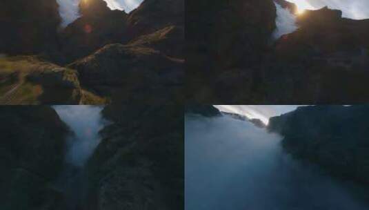FPV航拍森林高山山脉马德拉群岛云雾白云高清在线视频素材下载