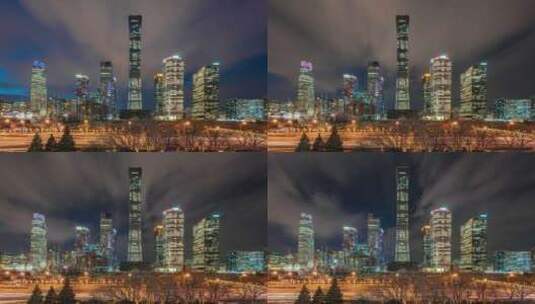 中国北京国贸夜景延时8K30P高清在线视频素材下载