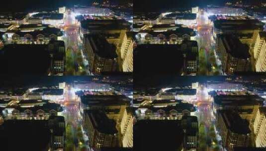 杭州西湖景区平海路龙翔桥夜景车流延时高清在线视频素材下载