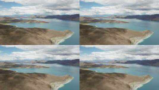 航拍西藏羊湖高清在线视频素材下载