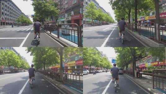 路人骑行骑行车空镜头高清在线视频素材下载