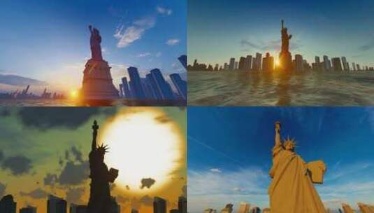 美国纽约曼哈顿自由女神像高清在线视频素材下载