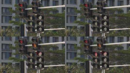 街道路口交通红绿灯指示灯高清在线视频素材下载