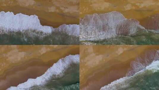 海南海岸线沙滩海浪航拍高清在线视频素材下载