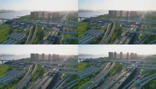 杭州钱塘江立交桥汽车车辆车流视频素材高清在线视频素材下载