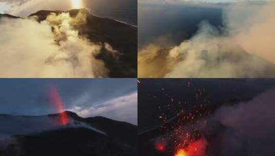 火山喷发·穿越机拍摄素材高清在线视频素材下载