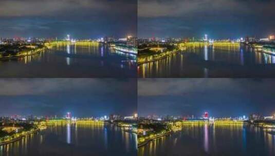 江西省九江市南湖夜景航拍延时高清在线视频素材下载