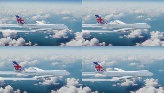 商业客机乘客飞机巨型喷气式飞机在云上飞翔高清在线视频素材下载