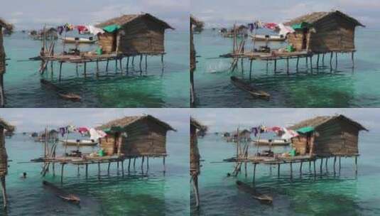 马来西亚仙本那海岛村民高清在线视频素材下载
