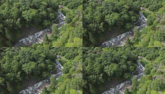 川西四姑娘山雪山峡谷森林航拍高清在线视频素材下载