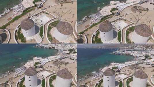 Mykonos Windmills，米科高清在线视频素材下载