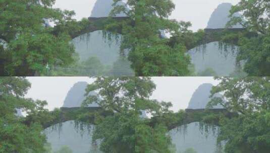 桂林山水阳朔遇龙河烟雨意境风光高清在线视频素材下载