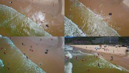 海浪沙滩海浪拍打沙滩航拍旅游素材高清在线视频素材下载