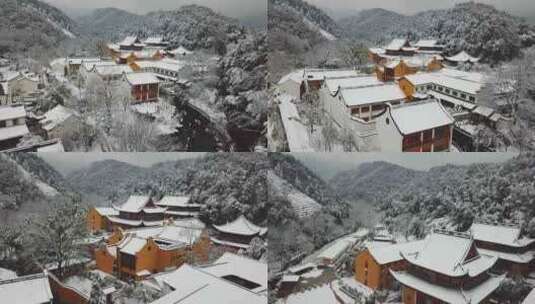 杭州法喜寺雪景浙江雪景古建筑雪景高清在线视频素材下载