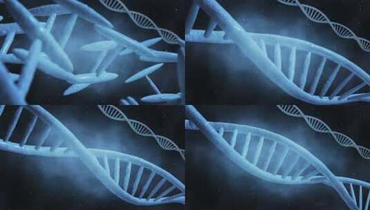 抽象3d多边形线框图DNA分子螺旋螺旋蓝高清在线视频素材下载