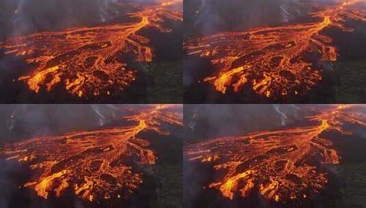 近距离观察火山喷发活跃的火山口高清在线视频素材下载