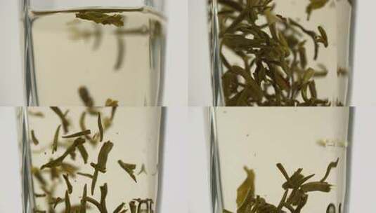 玻璃杯中的绿茶特写高清在线视频素材下载