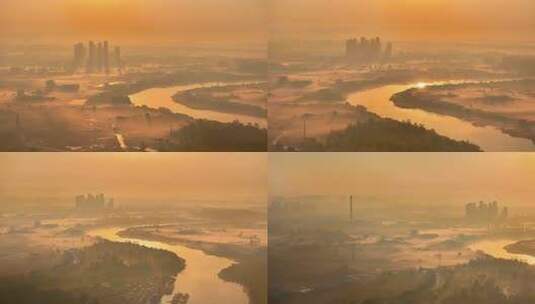 逆光清晨平流雾高清在线视频素材下载