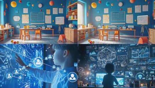 未来教室科技教育 学习革命虚拟现实互动教高清在线视频素材下载