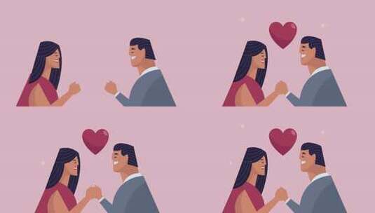 男女互动卡通画面高清在线视频素材下载