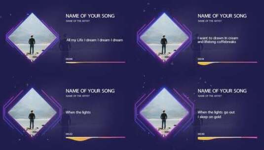 音频播放软件页面歌词展示AE模板高清AE视频素材下载