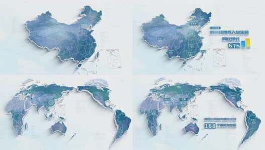 简洁地图数据展示高清AE视频素材下载