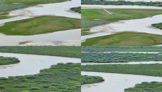 高清竖屏航拍伊梨昭苏草原蜿蜒河流高清在线视频素材下载