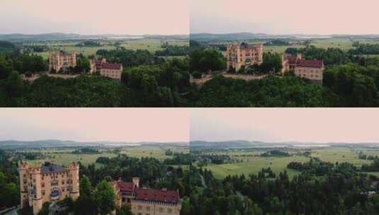 德国巴伐利亚州西南部阿尔普西弗森湖附近的霍恩施万高城堡的早晨。历史高清在线视频素材下载