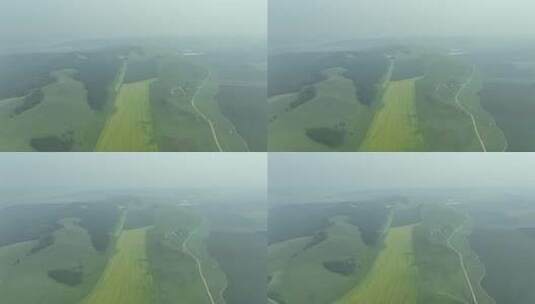 航拍雾霭蒙蒙山野夏日风景高清在线视频素材下载