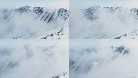 航拍冬季夹金山风景川西高原雪山景色迷人高清在线视频素材下载