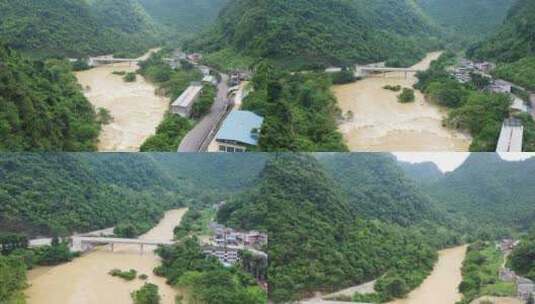 4k航拍广西黑水河（山川 峡谷 洪水）高清在线视频素材下载