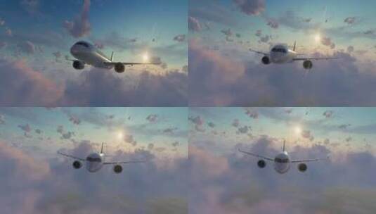 中国航空 飞机穿云飞行高清在线视频素材下载