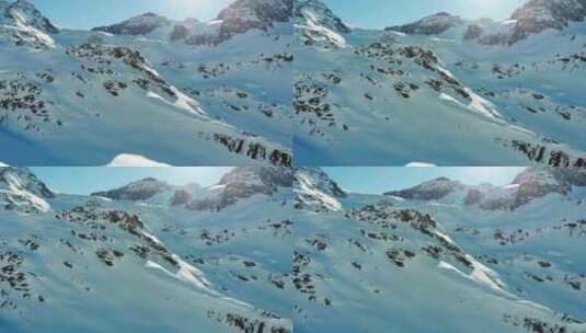 航拍大雪过后白茫茫的山脉高清在线视频素材下载