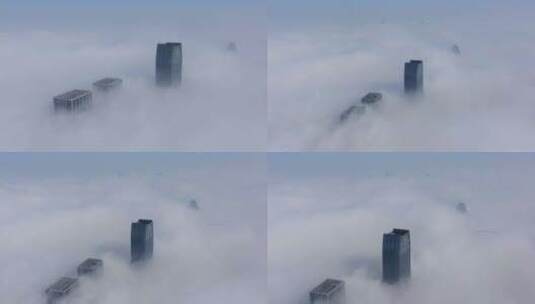 云海中的南昌城市高楼大厦高清在线视频素材下载