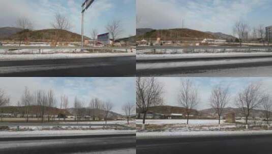 汽车视角下雪公路  车窗外风景 雪景高清在线视频素材下载