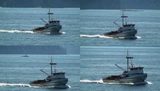 海面行驶的轮船小船高清在线视频素材下载