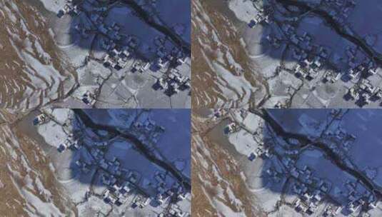 川西航拍雪后的上城子村雪景田园风光高清在线视频素材下载