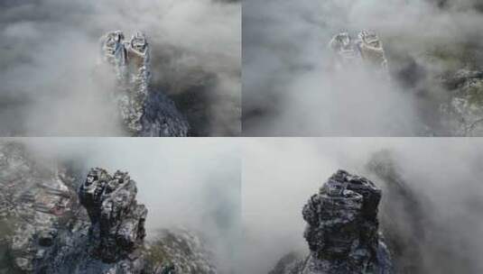 贵州梵净山 冬天 雪 建筑 山顶 道教 大山高清在线视频素材下载