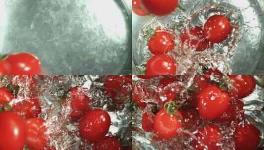 圣女果 小番茄入水高清在线视频素材下载