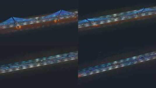 4k长沙银盆岭大桥夜景航拍高清在线视频素材下载