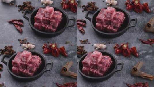 牛肉粒 新鲜牛肉 牛肉粒高清在线视频素材下载