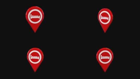 酒店3D地图位置Pin Red高清在线视频素材下载