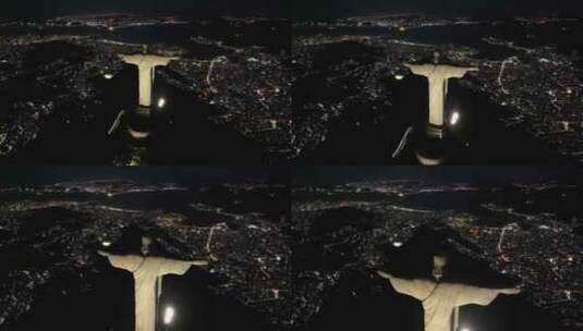 基督的夜景观救世主里约在里约热内卢巴西。高清在线视频素材下载