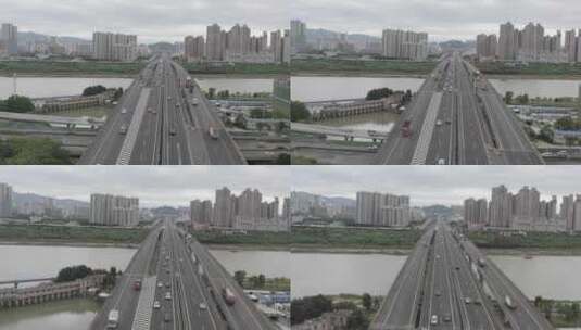 成洲特大桥 航拍 晋江 桥梁 滨江商务区高清在线视频素材下载