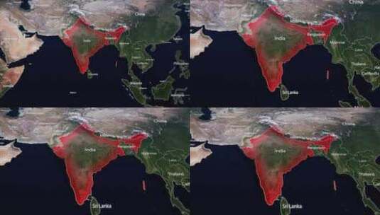 印度地图高清在线视频素材下载