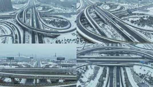 湖南城市交通雪景高清在线视频素材下载