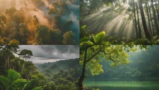 自然森林清晨阳光高清在线视频素材下载