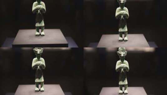 尖帽青铜人像，四川省文物考古研究院藏高清在线视频素材下载